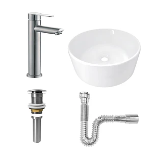 Combo Lavamanos Redondo + Griferia Mezclador Inox C1413