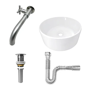 Combo Lavamanos Redondo + Griferia Mezclador Inox C1415