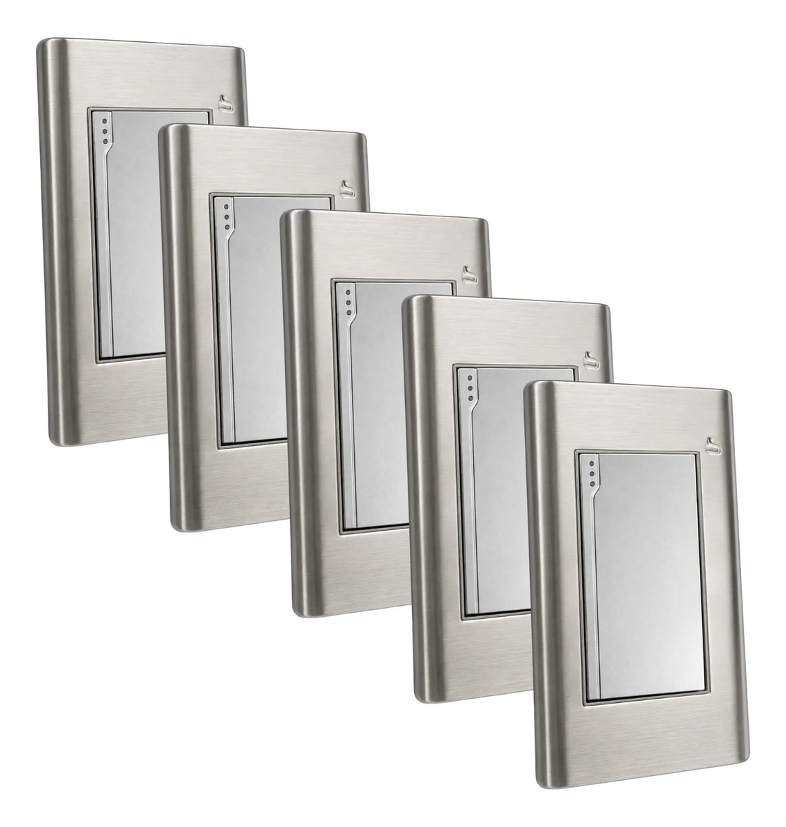 Pack X 5 Unidades Interruptor Sencillo Acero Inoxidable Gris 10 A 110v Gris