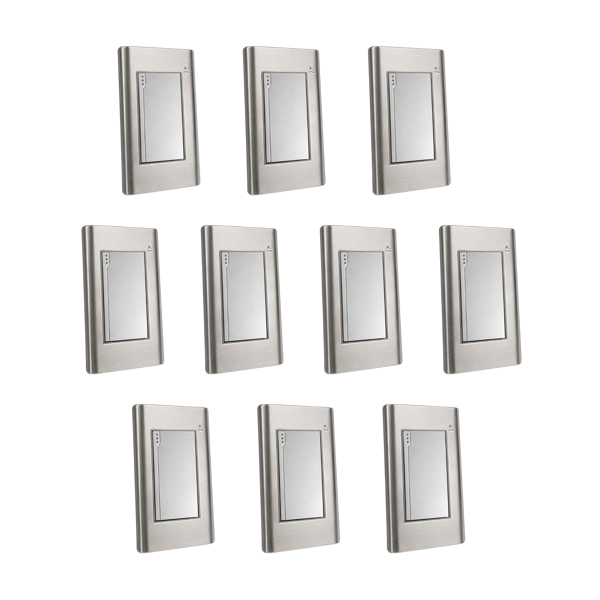 Pack X10 Unidades Interruptor Sencillo Acero Inoxidable Gris