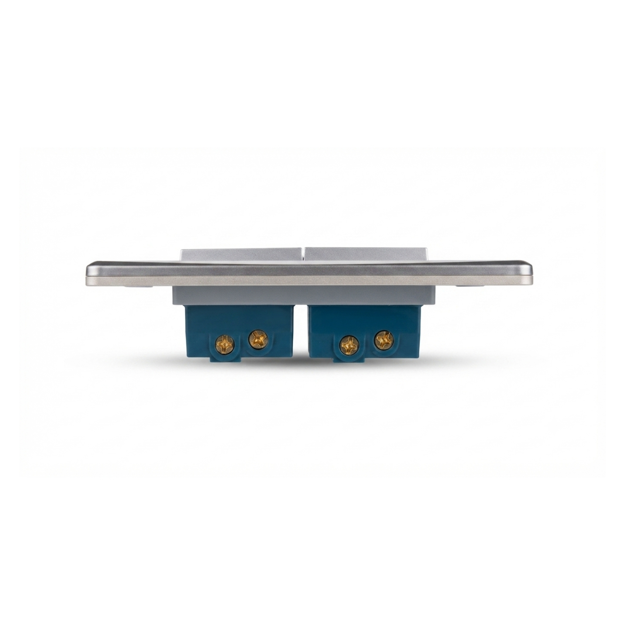 Pack X10 Unidades Interruptor Doble En Acero Inoxidable Gris
