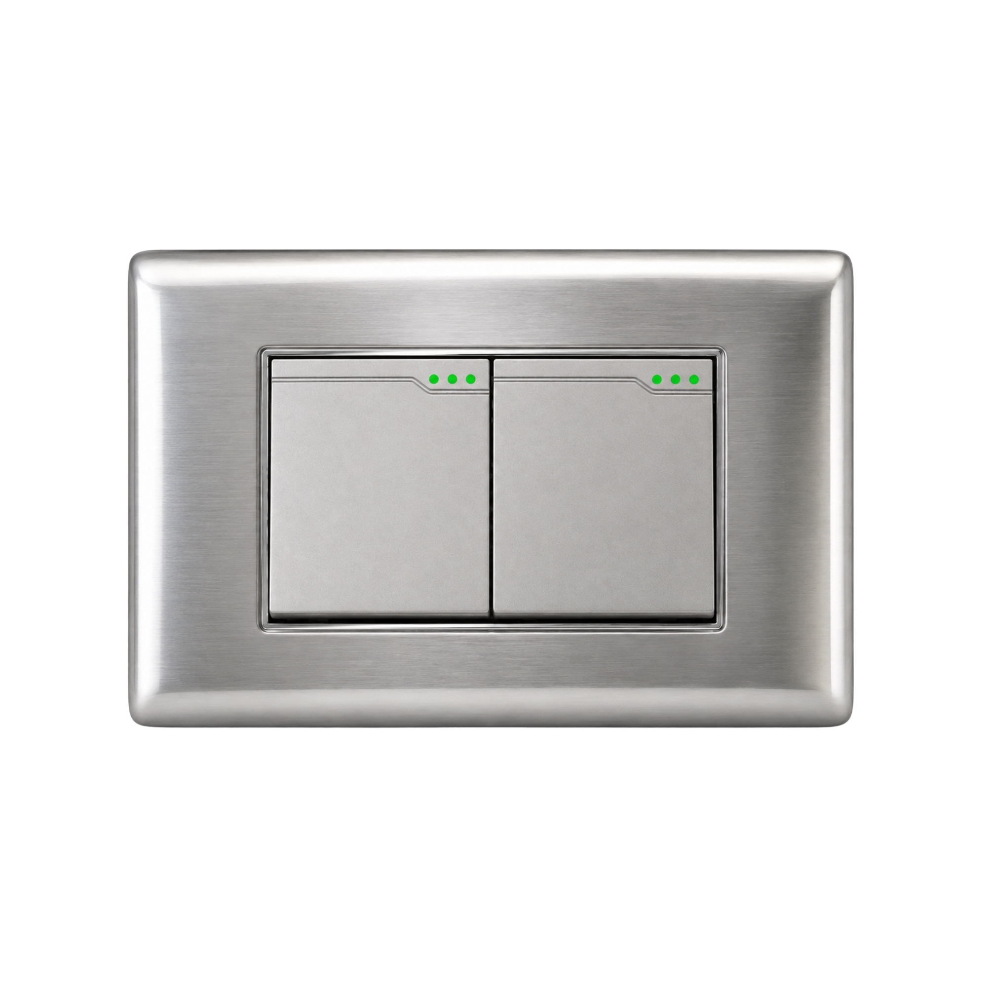 Pack X10 Unidades Interruptor Doble En Acero Inoxidable Gris