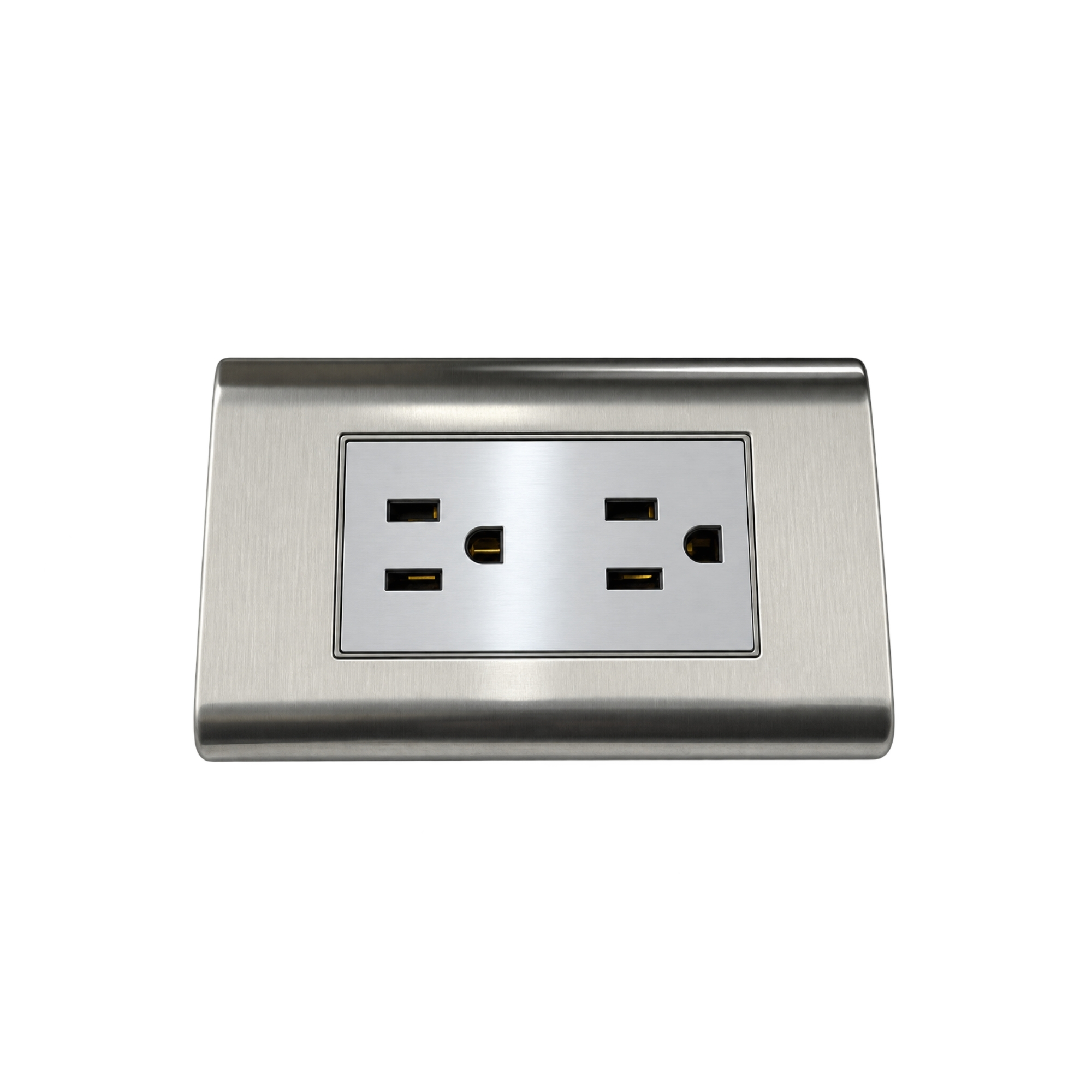 Pack X5 Unidades Toma Doble Acero Inoxidable Gris