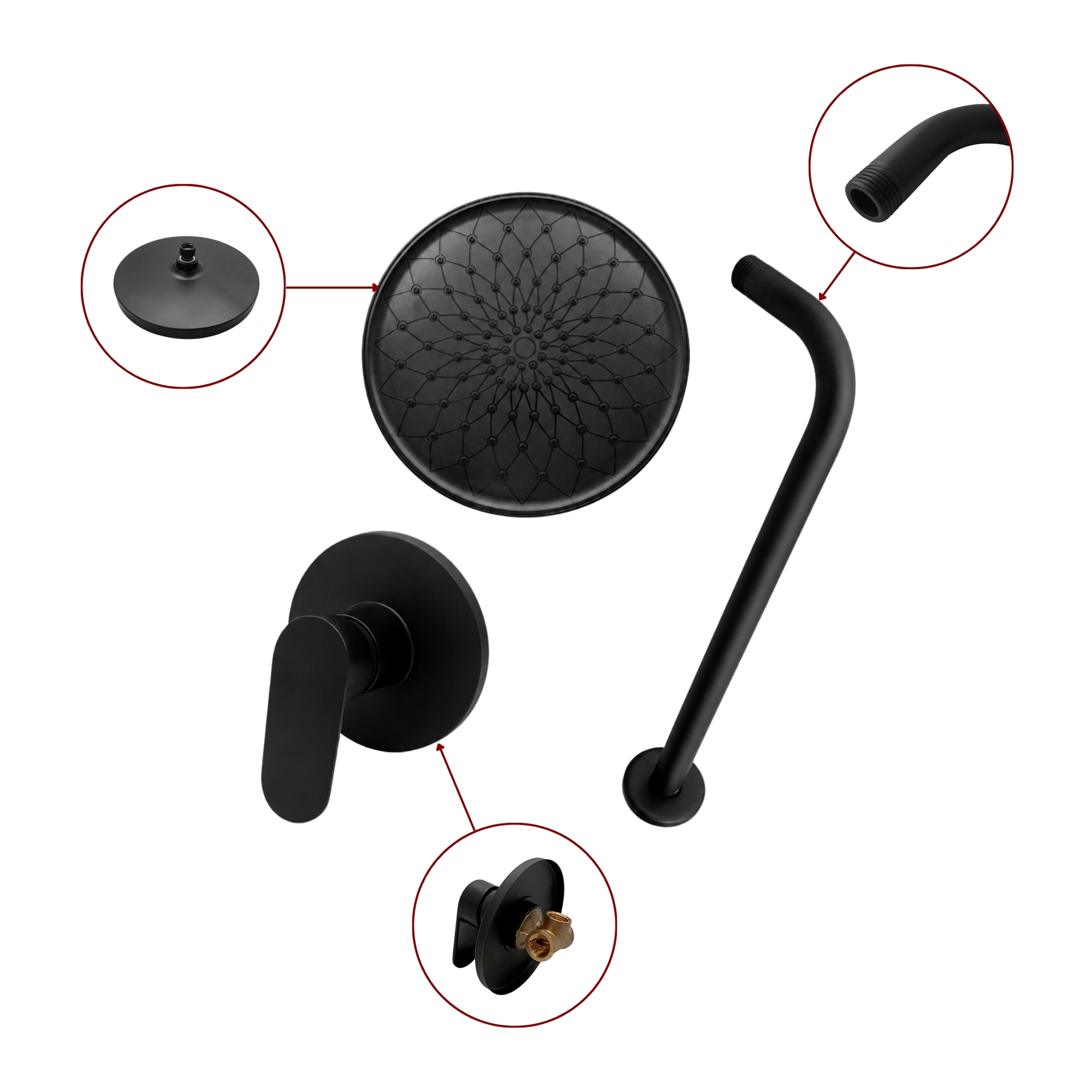 Set Ducha Monocontrol Redondo Negro 