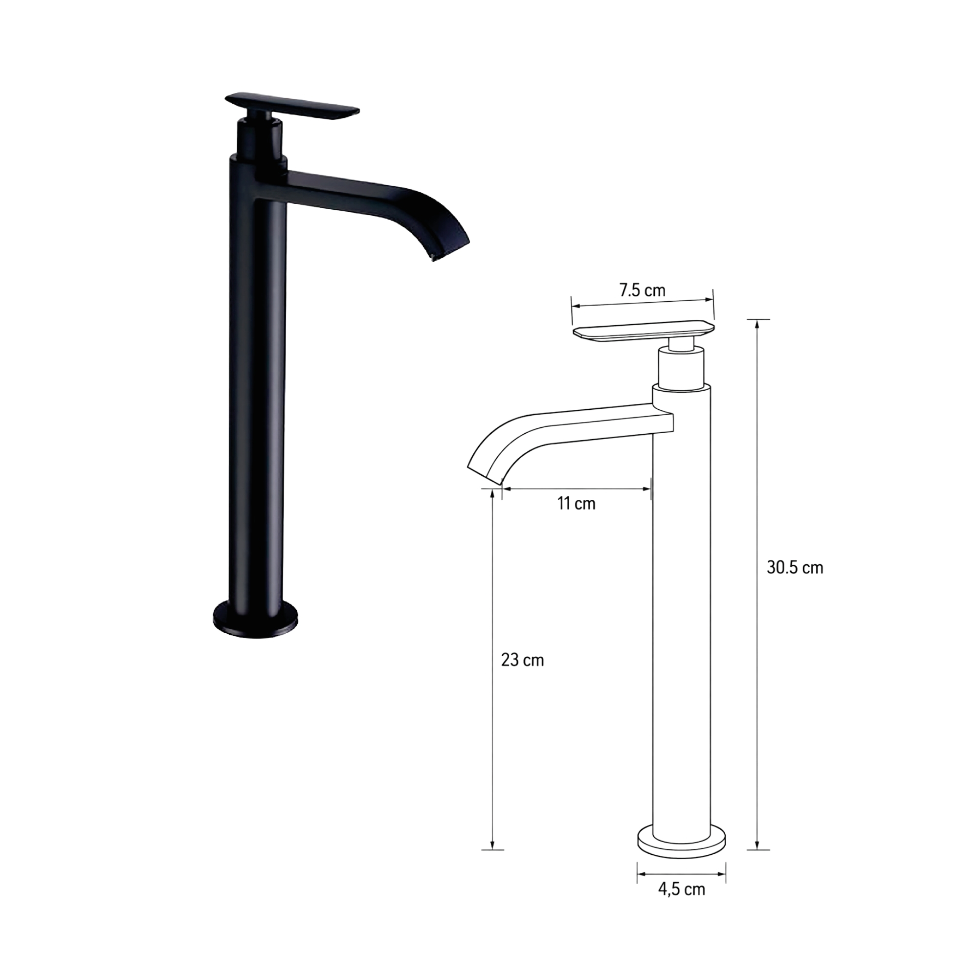 Combo Lavamanos Rectangular + Griferia Negra Agua Fria