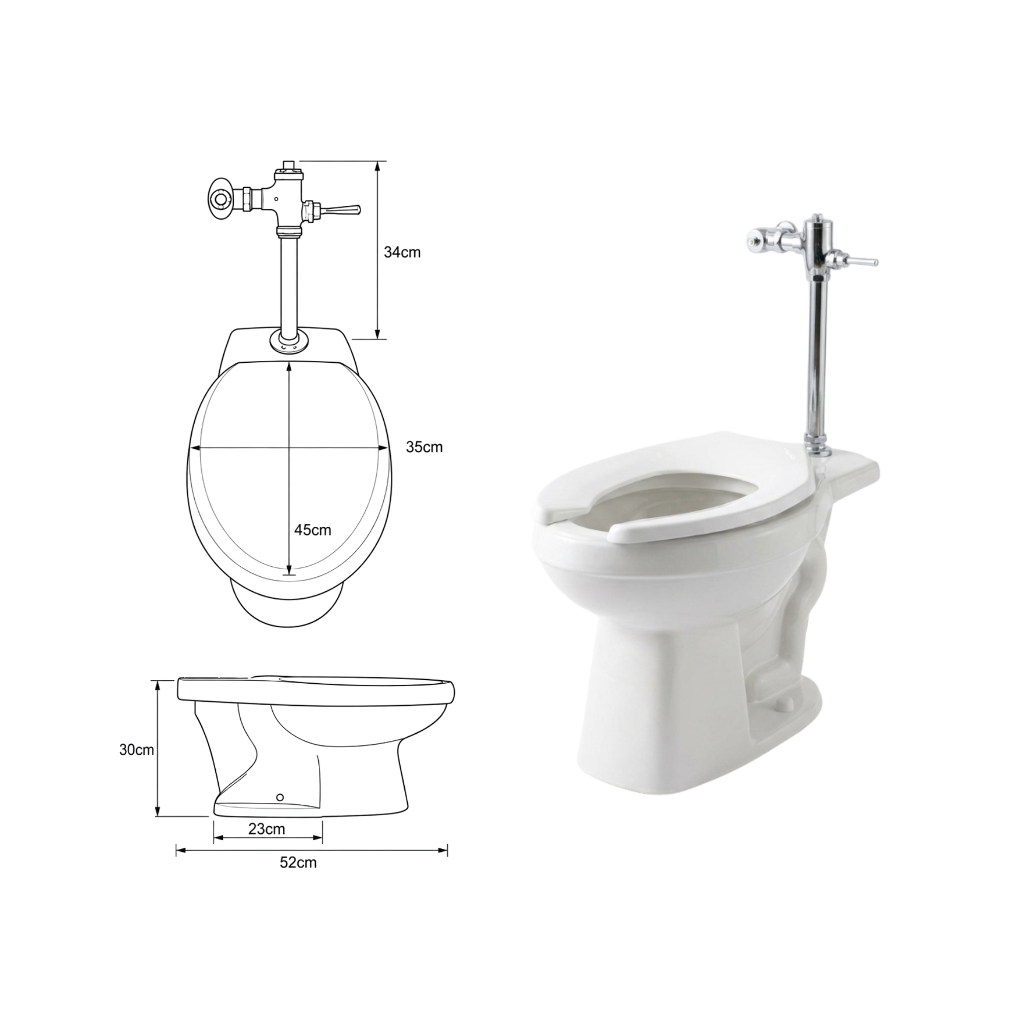 Combo Sanitario Institucional, Fluxómetro, Secador Y Accesorios