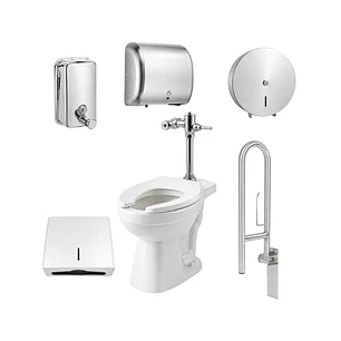 Combo Sanitario Institucional, Fluxómetro, Secador Y Accesorios En Acero