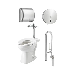 Combo Sanitario Institucional Con Fluxómetro Y Accesorios
