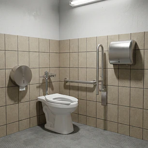 Combo Sanitario Institucional Con Fluxómetro Y Accesorios