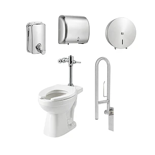 Combo Sanitario Institucional Con Fluxómetro Y Accesorios.