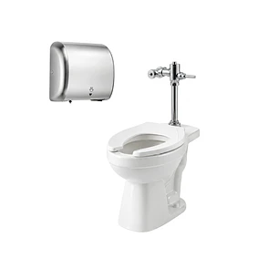 Combo Sanitario Institucional Con Fluxometro + Secador Acero