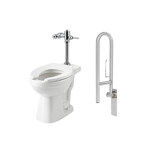 Combo Sanitario Institucional Con Fluxómetro Y Barra De Seguridad