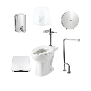 Combo Sanitario Institucional Con Fluxómetro, Secador + Accesorios