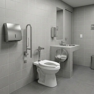 Combo Sanitario Institucional Con Fluxómetro, Secador + Accesorios