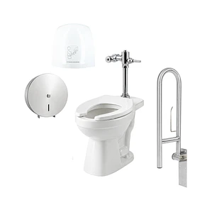 Combo Sanitario Institucional Con Fluxómetro, Secador + Accesorios