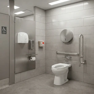 Combo Sanitario Institucional Con Fluxómetro, Secador + Accesorios