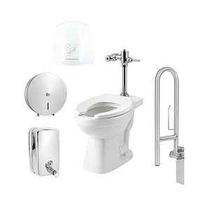 Combo Sanitario Institucional Con Fluxómetro, Secador Y Accesorios