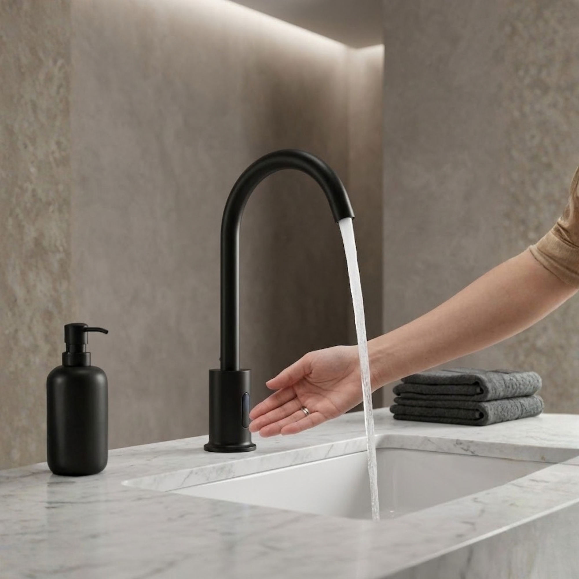 Llave Sensor Negra Para Lavamanos O Lavaplatos