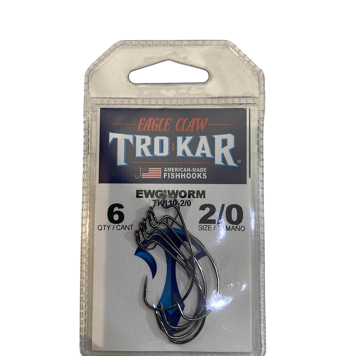 Anzois Eagle Claw Trokar Ewg Worm Hook Platinum Chrome  1