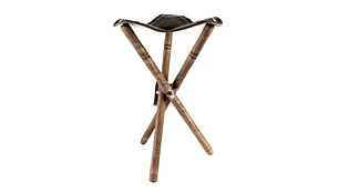 Banco tripé 70cms Madeira/Couro