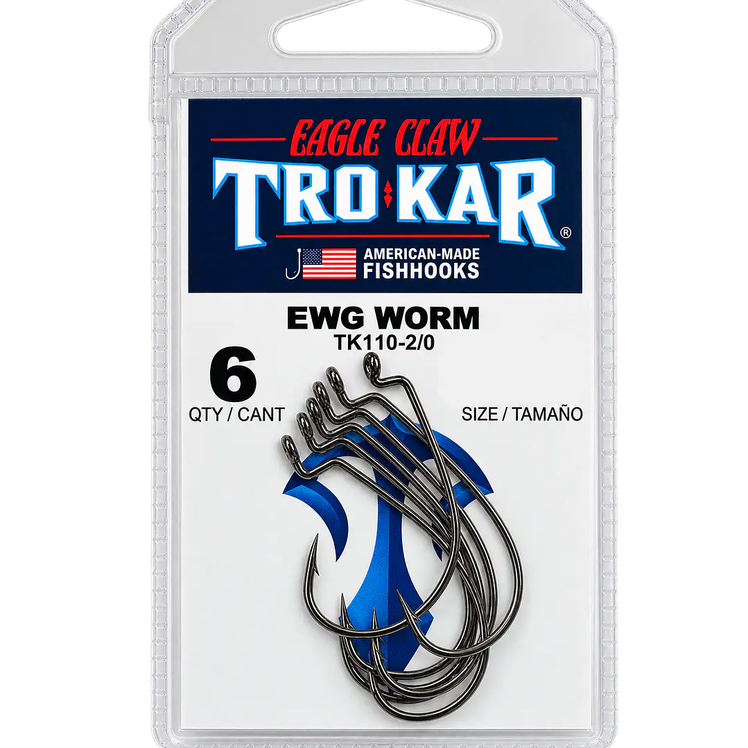 Anzois Eagle Claw Trokar Ewg Worm Hook Platinum Chrome  1