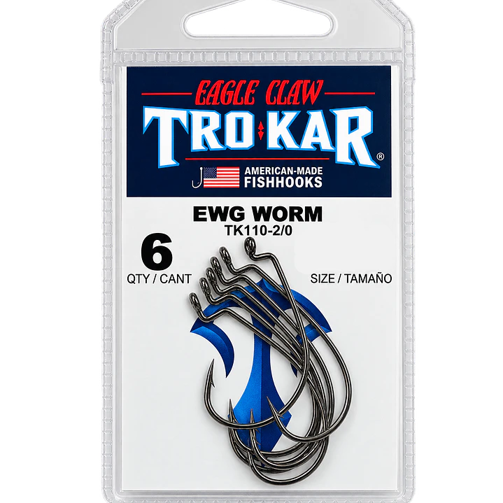 Anzois Eagle Claw Trokar Ewg Worm Hook Platinum Chrome  1