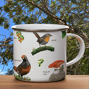 Tacho metálico enlozado Pajaritos chilenos