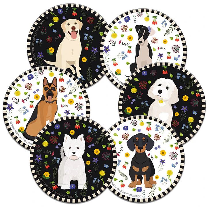 DESCUENTO!! Set 6 posavasos ilustrados, Mascotas 1