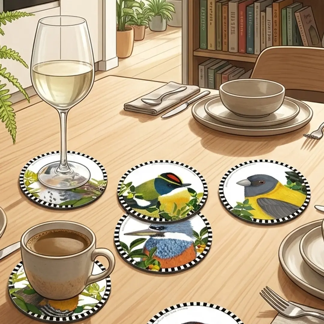 PRONTO NUEVO DISEÑO!! Set 6 posavasos Pajaritos Chilenos, serie 3- COPIA 1