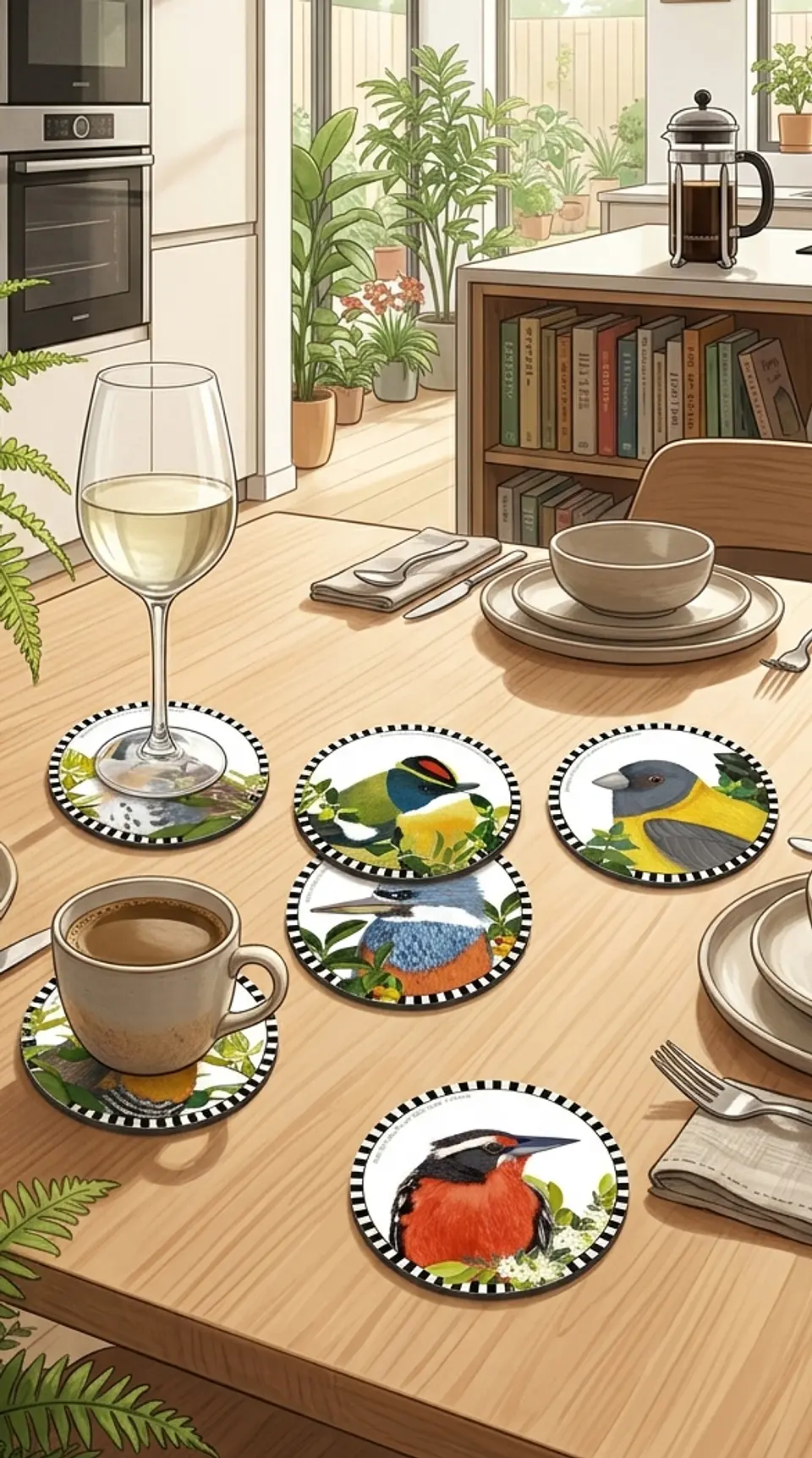 PRONTO NUEVO DISEÑO!! Set 6 posavasos Pajaritos Chilenos, serie 3- COPIA 1