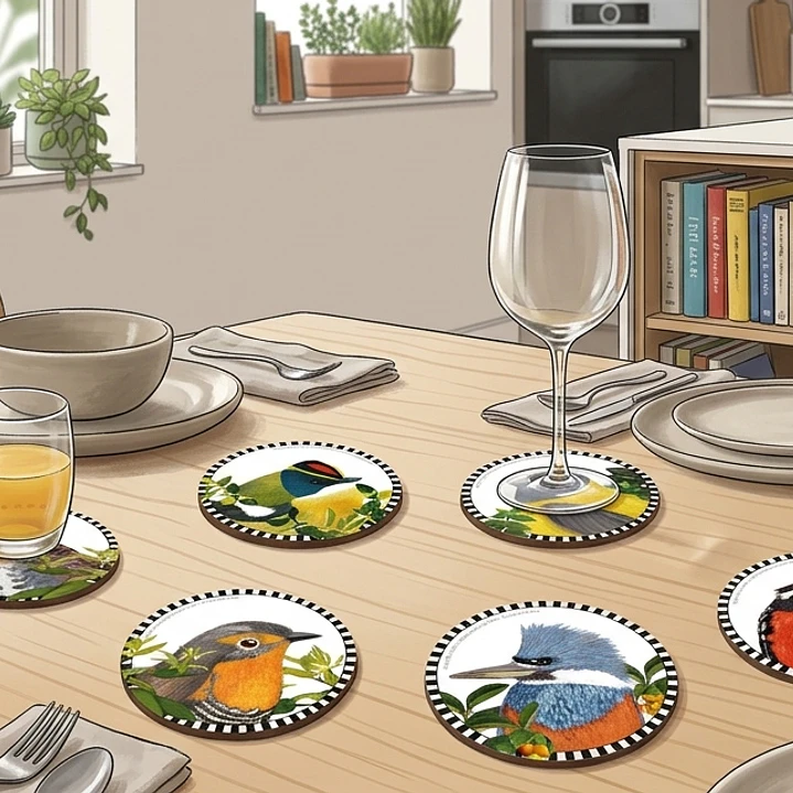 PRONTO NUEVO DISEÑO!! Set 6 posavasos Pajaritos Chilenos, serie 3- COPIA 3