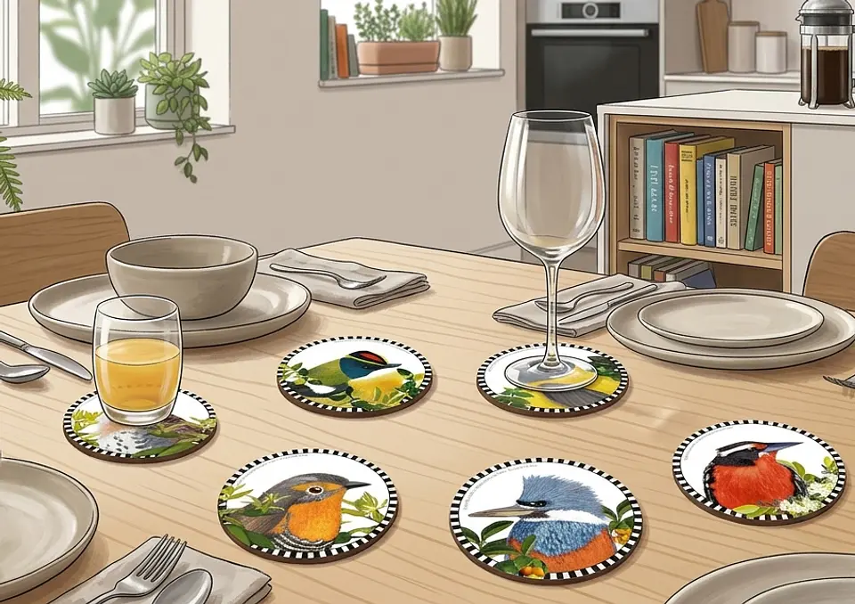 PRONTO NUEVO DISEÑO!! Set 6 posavasos Pajaritos Chilenos, serie 3- COPIA 3
