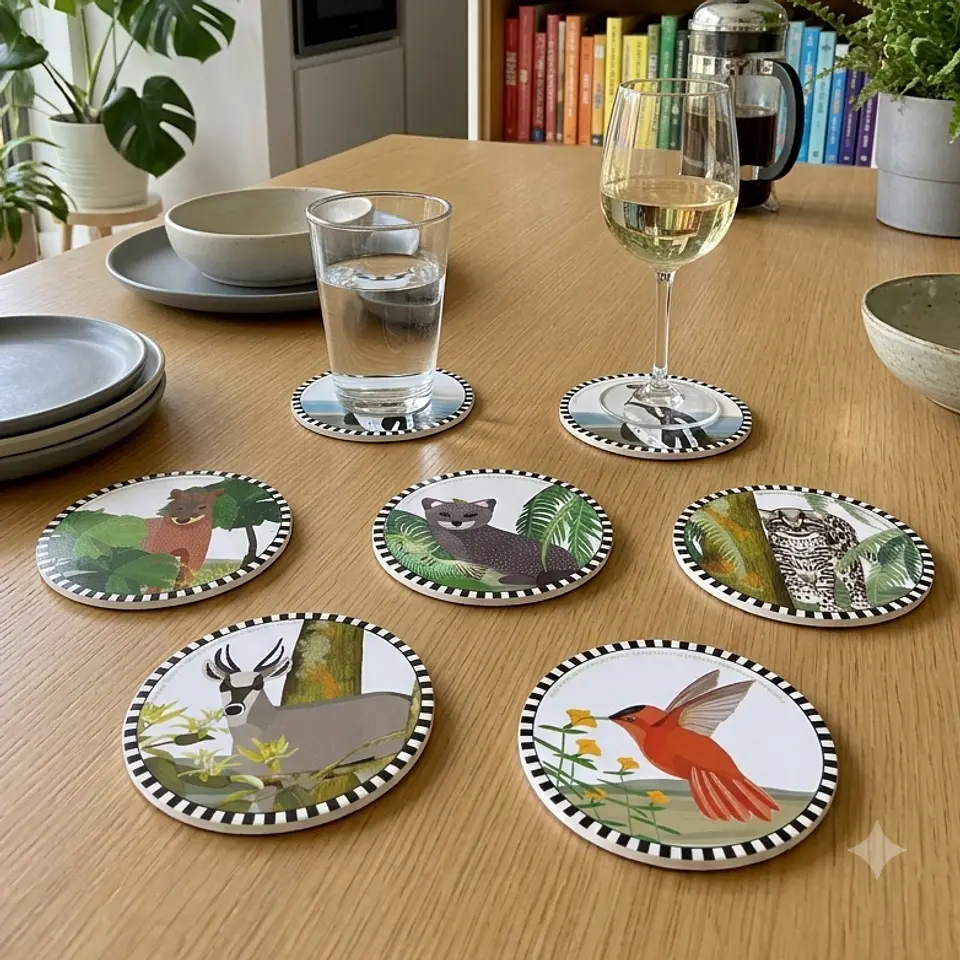 NUEVOS! Set 6 posavasos Fauna chilena en peligro 1