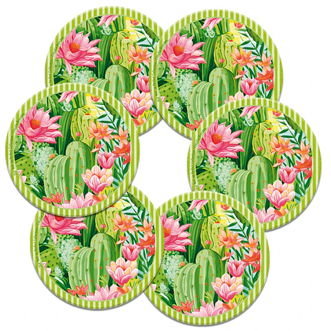 DESCUENTO!! Set 6 posavasos ilustrados, Cactus en flor