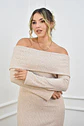 Vestido off shoulder Natali Beige Claro - thumbnail 5