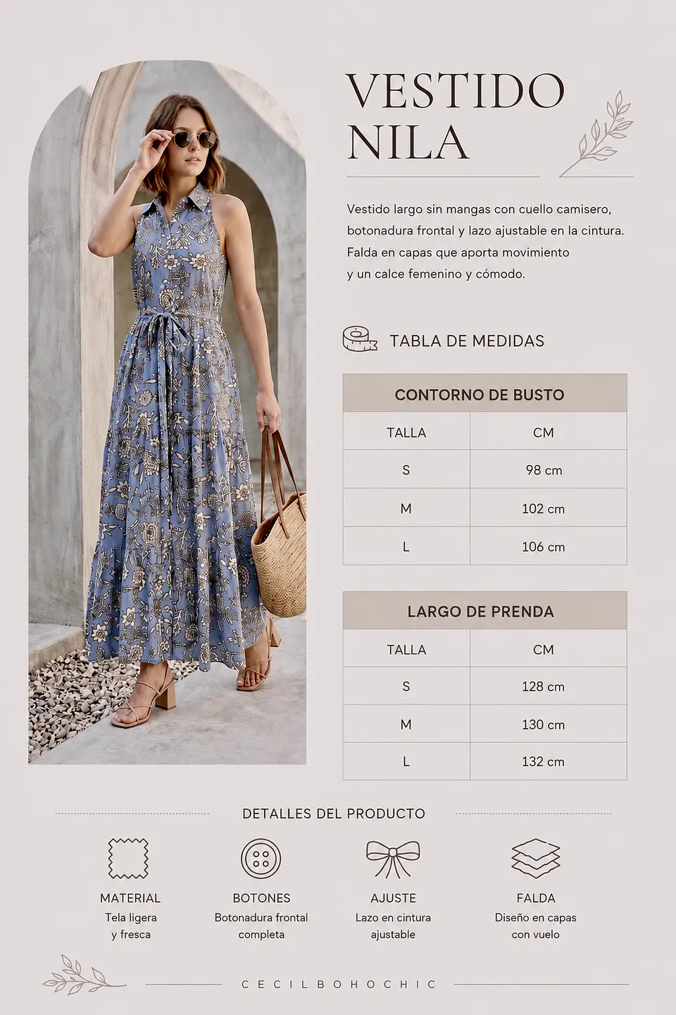 Vestido Nila azul cielo estampado  4