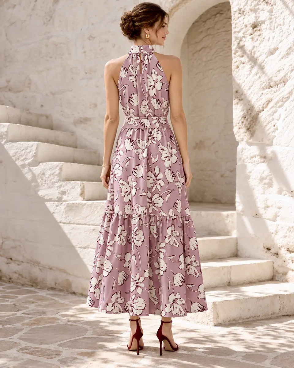 Vestido Gala Floral - Malva vintage 5