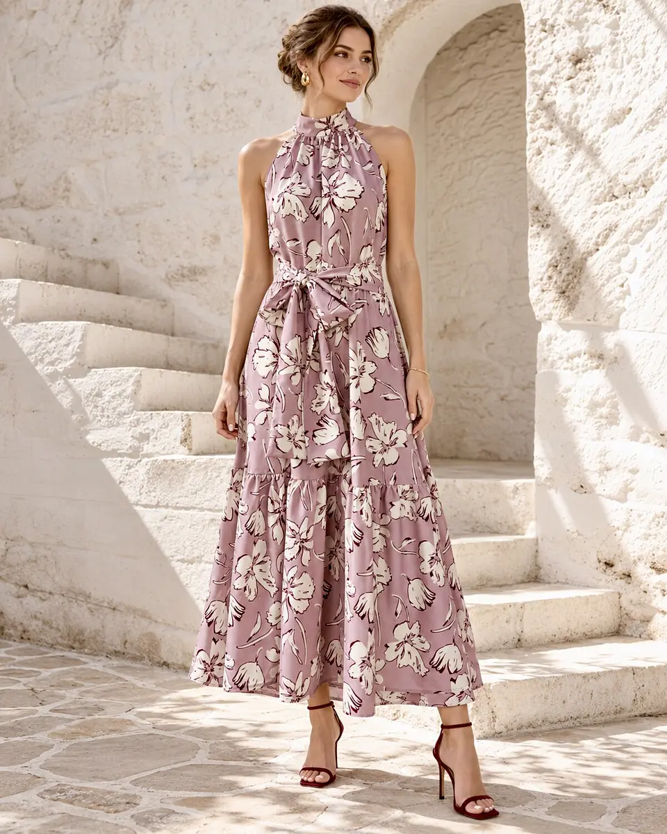 Vestido Gala Floral - Malva vintage 3