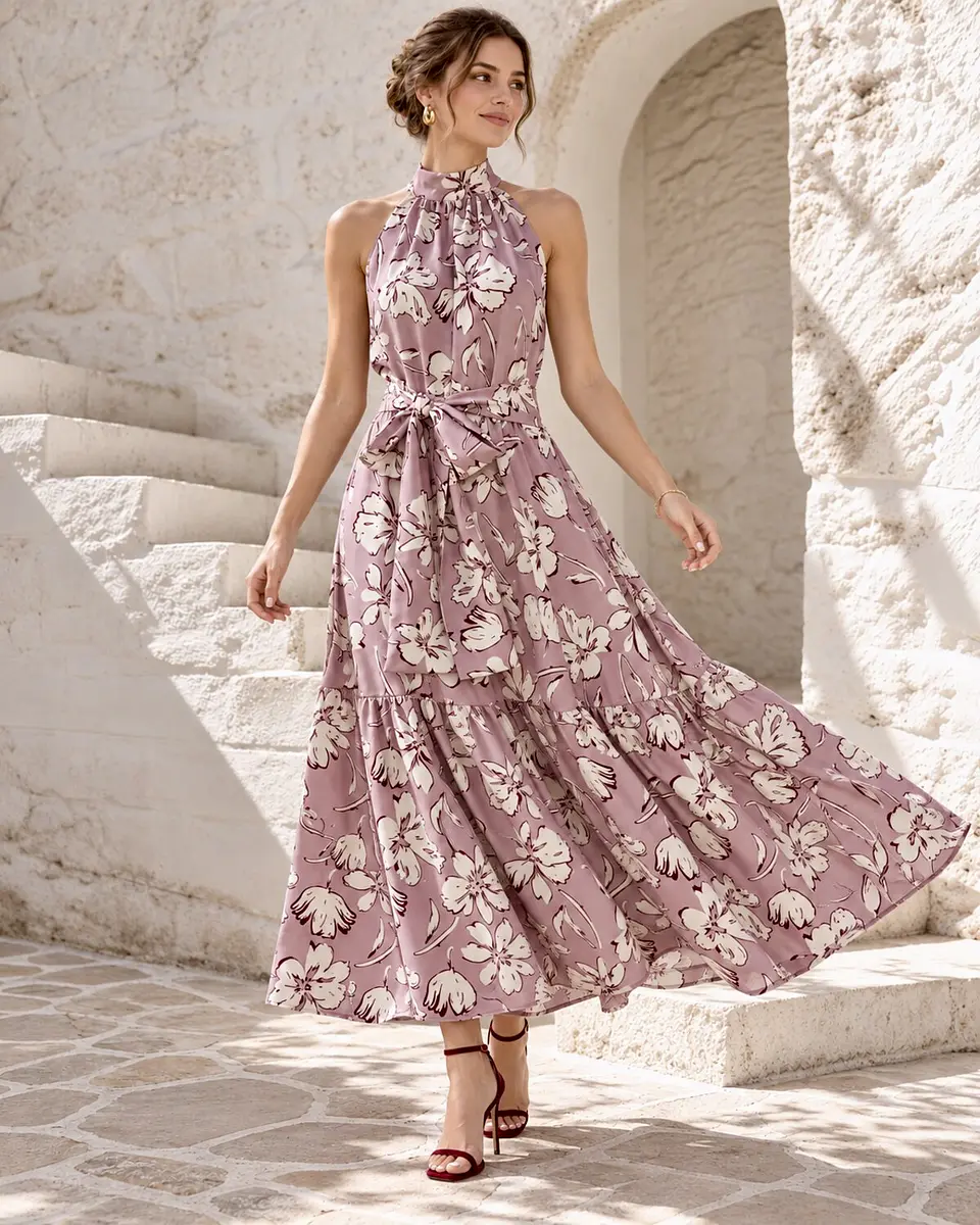 Vestido Gala Floral - Malva vintage 2