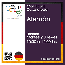 Matricula curso grupal Alemán MARTES y JUEVES de 10:30 A 12:00 hrs.