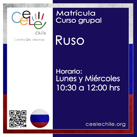 Matricula curso grupal ruso LUNES Y MIERCOLES de 10:30 A 12:00 hrs.