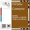 Matricula curso grupal Coreano MARTES y JUEVES de 19:30 A 21:00 hrs.-