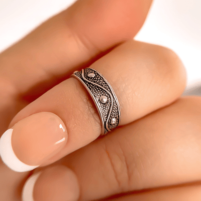 Anillo Midi Ring Onda Esferas 