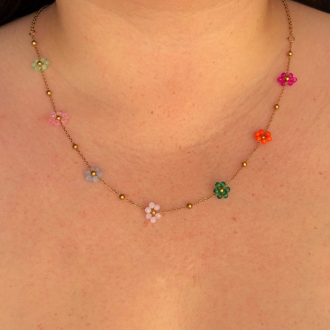 Collar Flores Mostacillas Multicolor  1