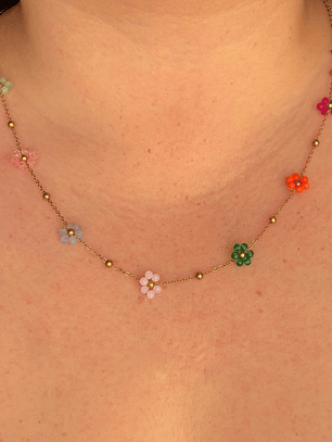 Collar Flores Mostacillas Multicolor 