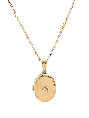 Relicario Ovalo Mini Estrella Circón 