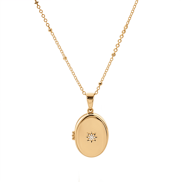 Relicario Ovalo Mini Estrella Circón  1