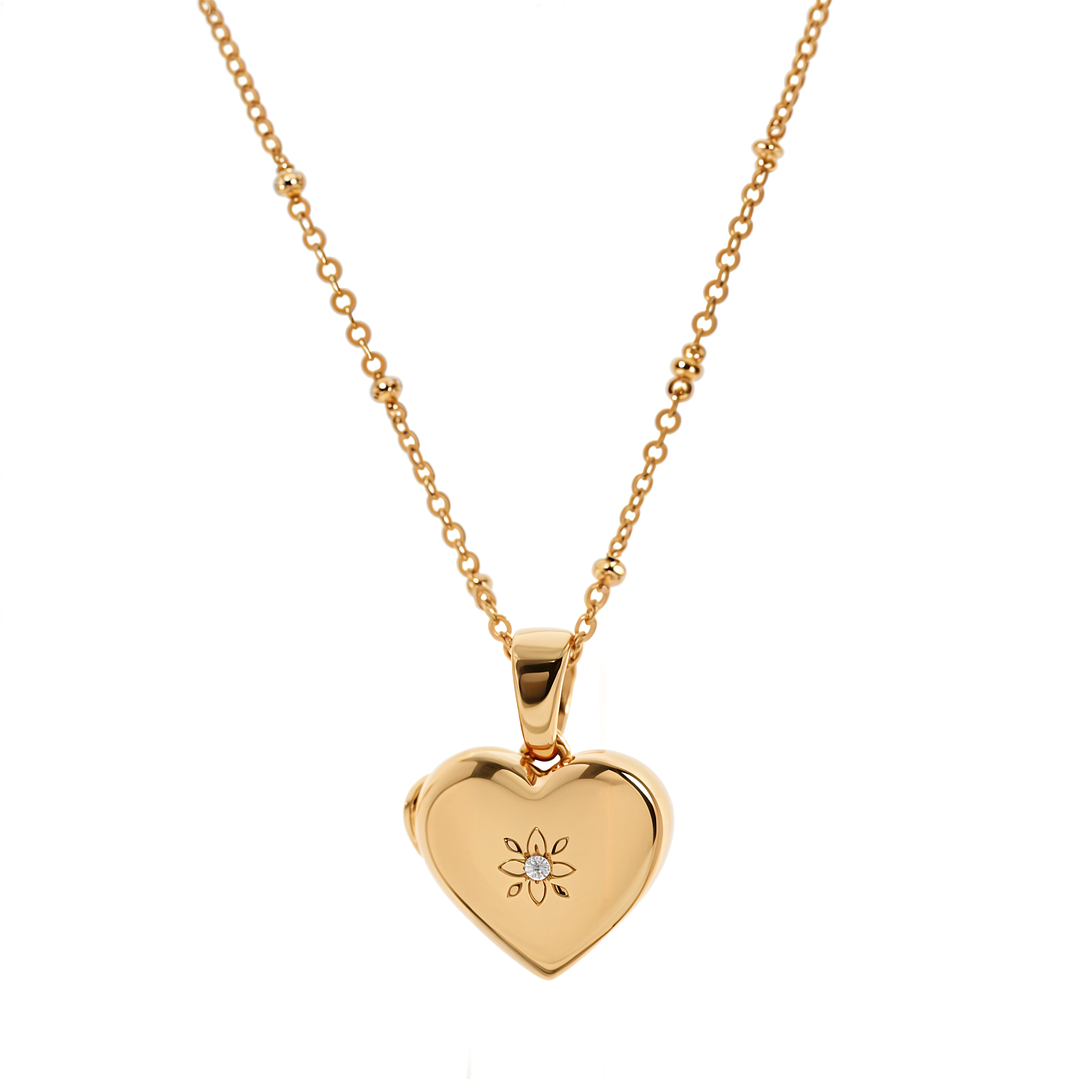 Relicario Corazón Mini Estrella Circón  1