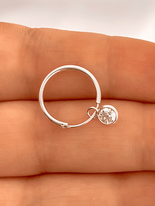 Aro Argolla Solitaria Circón 14 mm