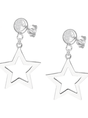 Aros Tornillo Dije Colgante Estrella y Circón 30 MM